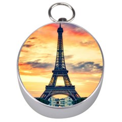 Eiffel Tower Paris France Landmark Silver Compasses by Nexatart