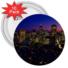 San Francisco California City Urban 3  Buttons (10 Pack)  by Nexatart