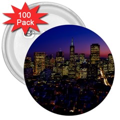 San Francisco California City Urban 3  Buttons (100 Pack)  by Nexatart