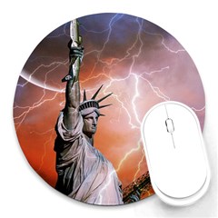 Statue Of Liberty New York Round Mousepads by Nexatart