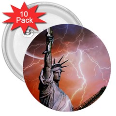 Statue Of Liberty New York 3  Buttons (10 Pack)  by Nexatart