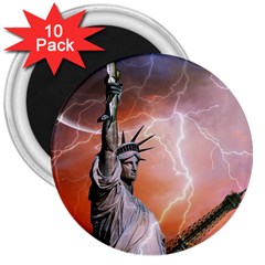 Statue Of Liberty New York 3  Magnets (10 Pack)  by Nexatart