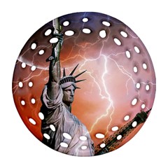 Statue Of Liberty New York Round Filigree Ornament (two Sides) by Nexatart