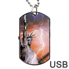 Statue Of Liberty New York Dog Tag Usb Flash (one Side) by Nexatart