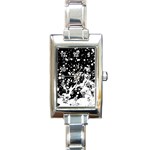 Black And White Splash Texture Rectangle Italian Charm Watch Front