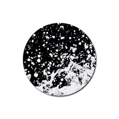 Black And White Splash Texture Rubber Round Coaster (4 Pack)  by dflcprints