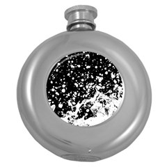 Black And White Splash Texture Round Hip Flask (5 Oz) by dflcprints