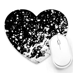 Black And White Splash Texture Heart Mousepads by dflcprints