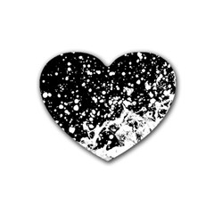 Black And White Splash Texture Rubber Coaster (heart)  by dflcprints