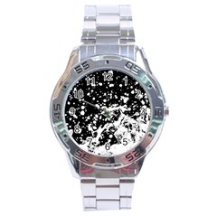 Black And White Splash Texture Stainless Steel Analogue Watch by dflcprints