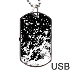 Black And White Splash Texture Dog Tag Usb Flash (one Side) by dflcprints