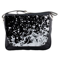 Black And White Splash Texture Messenger Bags by dflcprints