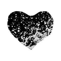 Black And White Splash Texture Standard 16  Premium Heart Shape Cushions by dflcprints