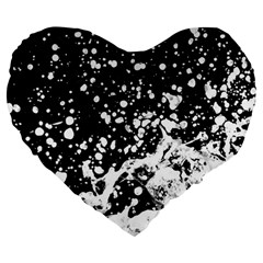 Black And White Splash Texture Large 19  Premium Heart Shape Cushions by dflcprints