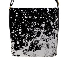 Black And White Splash Texture Flap Messenger Bag (l)  by dflcprints