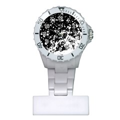 Black And White Splash Texture Plastic Nurses Watch by dflcprints