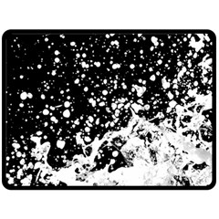 Black And White Splash Texture Double Sided Fleece Blanket (large)  by dflcprints