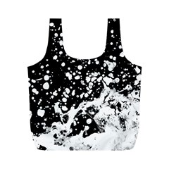 Black And White Splash Texture Full Print Recycle Bags (m)  by dflcprints