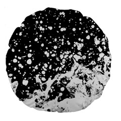 Black And White Splash Texture Large 18  Premium Flano Round Cushions by dflcprints