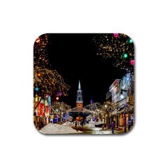 Church Decoration Night Rubber Square Coaster (4 Pack)  by Nexatart