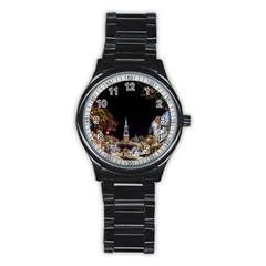 Church Decoration Night Stainless Steel Round Watch by Nexatart