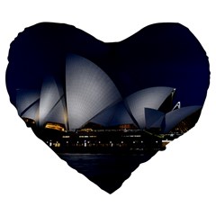 Landmark Sydney Opera House Large 19  Premium Flano Heart Shape Cushions by Nexatart