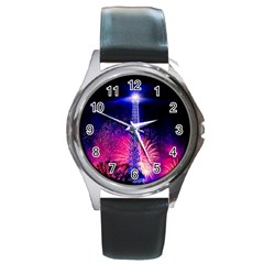 Paris France Eiffel Tower Landmark Round Metal Watch by Nexatart