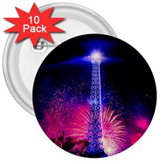 Paris France Eiffel Tower Landmark 3  Buttons (10 Pack)  by Nexatart