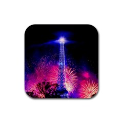 Paris France Eiffel Tower Landmark Rubber Square Coaster (4 Pack)  by Nexatart