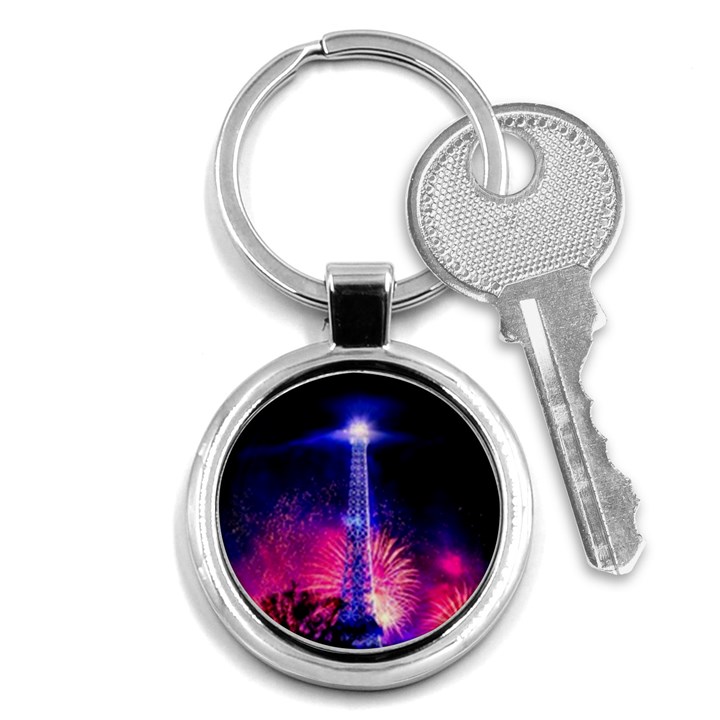 Paris France Eiffel Tower Landmark Key Chains (Round) 