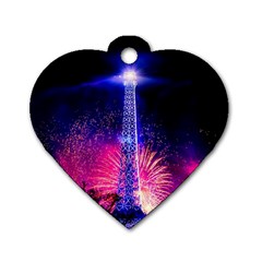 Paris France Eiffel Tower Landmark Dog Tag Heart (one Side) by Nexatart