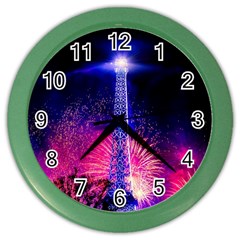 Paris France Eiffel Tower Landmark Color Wall Clocks by Nexatart