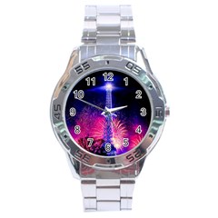 Paris France Eiffel Tower Landmark Stainless Steel Analogue Watch by Nexatart