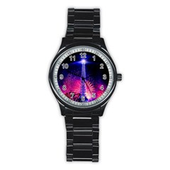 Paris France Eiffel Tower Landmark Stainless Steel Round Watch by Nexatart