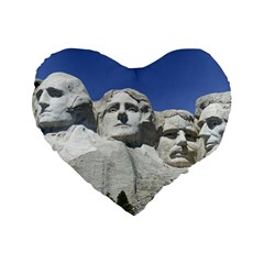 Mount Rushmore Monument Landmark Standard 16  Premium Flano Heart Shape Cushions by Nexatart