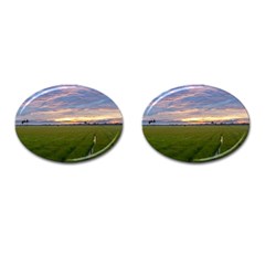 Landscape Sunset Sky Sun Alpha Cufflinks (oval) by Nexatart