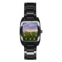 Landscape Sunset Sky Sun Alpha Stainless Steel Barrel Watch by Nexatart