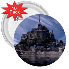 Mont Saint Michel France Normandy 3  Buttons (10 Pack)  by Nexatart