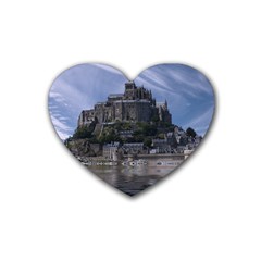 Mont Saint Michel France Normandy Rubber Coaster (heart)  by Nexatart