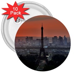 Paris France French Eiffel Tower 3  Buttons (10 Pack)  by Nexatart