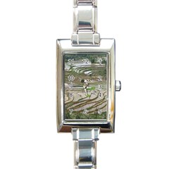 Rice Fields Terraced Terrace Rectangle Italian Charm Watch by Nexatart