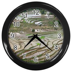 Rice Fields Terraced Terrace Wall Clocks (black) by Nexatart