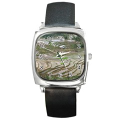 Rice Fields Terraced Terrace Square Metal Watch by Nexatart