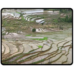 Rice Fields Terraced Terrace Double Sided Fleece Blanket (medium)  by Nexatart