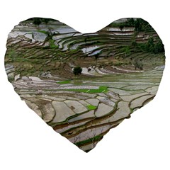 Rice Fields Terraced Terrace Large 19  Premium Flano Heart Shape Cushions by Nexatart