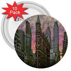 Flat Iron Building Toronto Ontario 3  Buttons (10 Pack)  by Nexatart