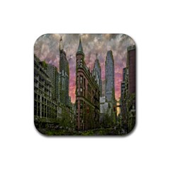 Flat Iron Building Toronto Ontario Rubber Coaster (square)  by Nexatart