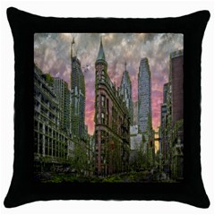 Flat Iron Building Toronto Ontario Throw Pillow Case (black) by Nexatart