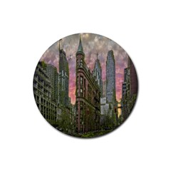 Flat Iron Building Toronto Ontario Rubber Round Coaster (4 Pack)  by Nexatart