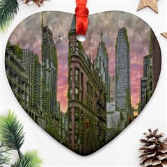 Flat Iron Building Toronto Ontario Heart Ornament (two Sides) by Nexatart